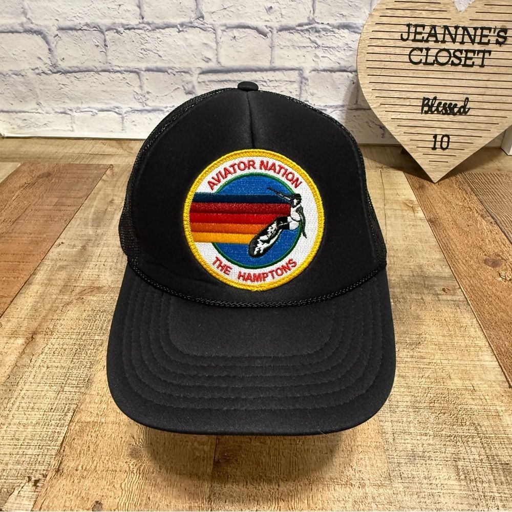 Rare Aviator Nation Trucker Hat Surf Venice Malibu Black Snapback Hat Cap